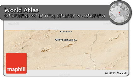 Satellite Panoramic Map of the Area around 21° 53' 23" N, 15° 13' 29" W