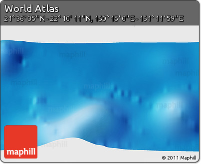 Physical 3D Map of the Area around 21° 53' 23" N, 160° 43' 29" E