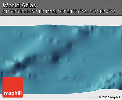 Satellite 3D Map of the Area around 21° 53' 23" N, 168° 13' 29" W