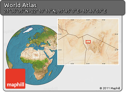Satellite Location Map of the Area around 21° 53' 23" N, 16° 13' 30" E