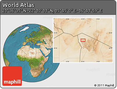 Satellite Location Map of the Area around 21° 53' 23" N, 16° 13' 30" E