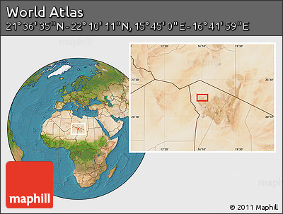 Satellite Location Map of the Area around 21° 53' 23" N, 16° 13' 30" E