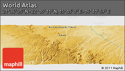 Physical Panoramic Map of the Area around 21° 53' 23" N, 16° 13' 30" E