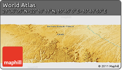 Physical Panoramic Map of the Area around 21° 53' 23" N, 16° 13' 30" E