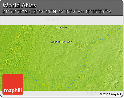 Physical 3D Map of the Area around 21° 53' 23" N, 16° 4' 29" W