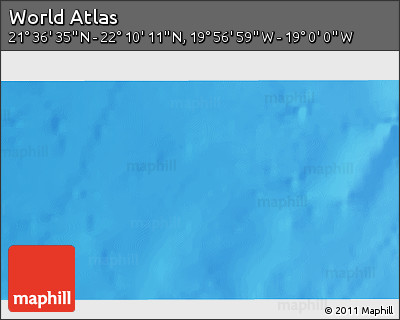 Physical 3D Map of the Area around 21° 53' 23" N, 19° 28' 30" W