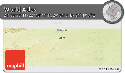 Physical Panoramic Map of the Area around 21° 53' 23" N, 21° 19' 30" E