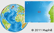 Physical Location Map of the area around 21° 53' 23" N, 21° 10' 29" W