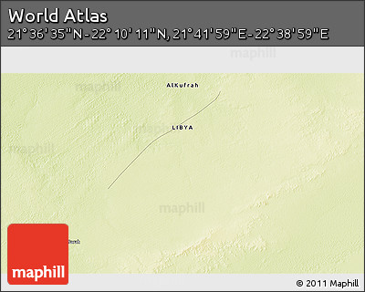 Physical 3D Map of the Area around 21° 53' 23" N, 22° 10' 29" E