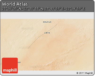 Satellite 3D Map of the Area around 21° 53' 23" N, 22° 10' 29" E