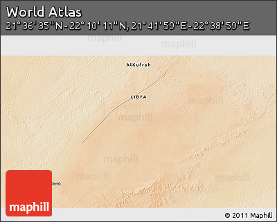 Satellite 3D Map of the Area around 21° 53' 23" N, 22° 10' 29" E