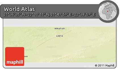 Physical Panoramic Map of the Area around 21° 53' 23" N, 22° 10' 29" E