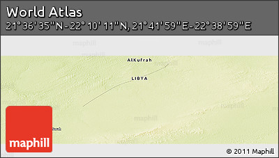 Physical Panoramic Map of the Area around 21° 53' 23" N, 22° 10' 29" E