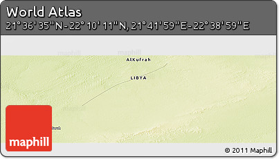 Physical Panoramic Map of the Area around 21° 53' 23" N, 22° 10' 29" E
