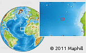 Physical Location Map of the area around 21° 53' 23" N, 22° 1' 29" W
