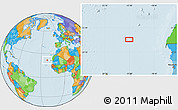 Political Location Map of the area around 21° 53' 23" N, 22° 1' 29" W