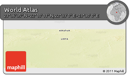 Physical Panoramic Map of the Area around 21° 53' 23" N, 23° 1' 29" E