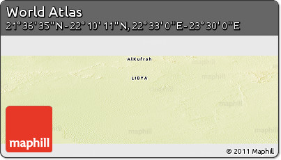 Physical Panoramic Map of the Area around 21° 53' 23" N, 23° 1' 29" E