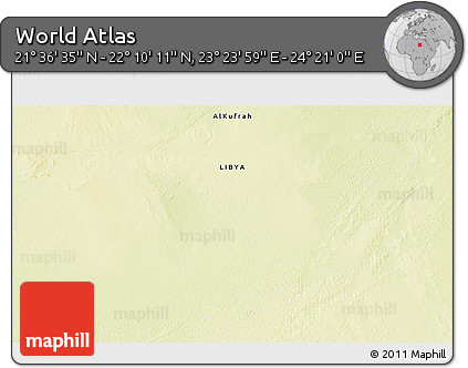 Physical 3D Map of the Area around 21° 53' 23" N, 23° 52' 30" E