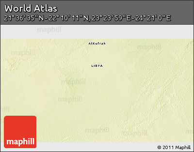 Physical 3D Map of the Area around 21° 53' 23" N, 23° 52' 30" E