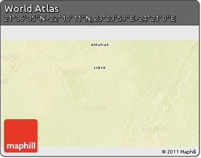 Physical 3D Map of the Area around 21° 53' 23" N, 23° 52' 30" E