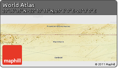 Physical Panoramic Map of the Area around 21° 53' 23" N, 25° 34' 30" E
