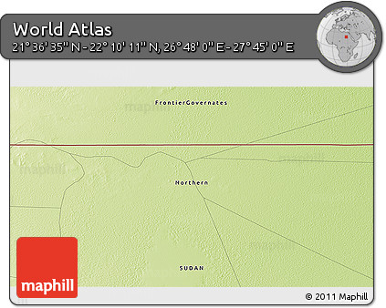 Physical 3D Map of the Area around 21° 53' 23" N, 27° 16' 29" E