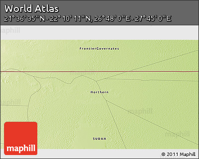 Physical 3D Map of the Area around 21° 53' 23" N, 27° 16' 29" E