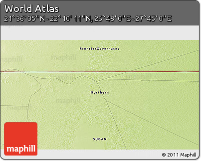 Physical 3D Map of the Area around 21° 53' 23" N, 27° 16' 29" E