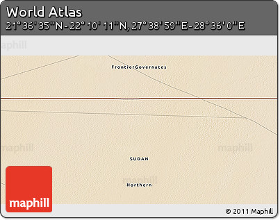 Satellite 3D Map of the Area around 21° 53' 23" N, 28° 7' 30" E