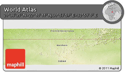 Physical Panoramic Map of the Area around 21° 53' 23" N, 32° 22' 30" E