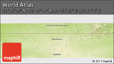 Physical Panoramic Map of the Area around 21° 53' 23" N, 32° 22' 30" E