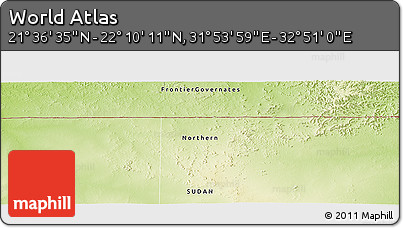 Physical Panoramic Map of the Area around 21° 53' 23" N, 32° 22' 30" E