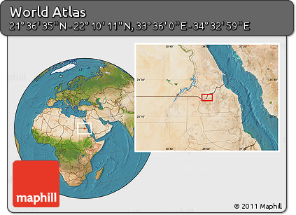 Satellite Location Map of the Area around 21° 53' 23" N, 34° 4' 30" E
