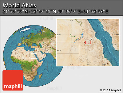 Satellite Location Map of the Area around 21° 53' 23" N, 34° 4' 30" E