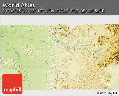 Physical 3D Map of the Area around 21° 53' 23" N, 34° 55' 29" E