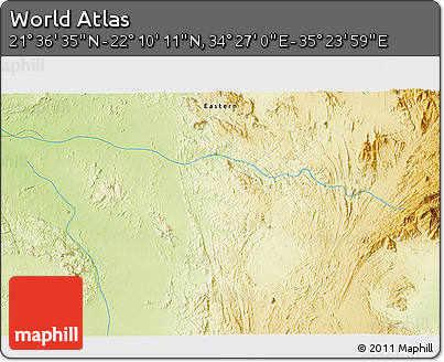 Physical 3D Map of the Area around 21° 53' 23" N, 34° 55' 29" E