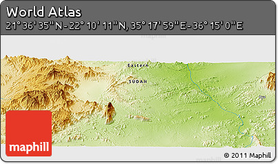 Physical Panoramic Map of the Area around 21° 53' 23" N, 35° 46' 29" E
