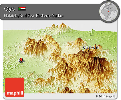 Physical Panoramic Map of Oyo