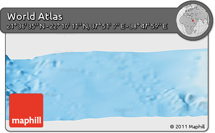 Shaded Relief Panoramic Map of the Area around 21° 53' 23" N, 38° 19' 30" E