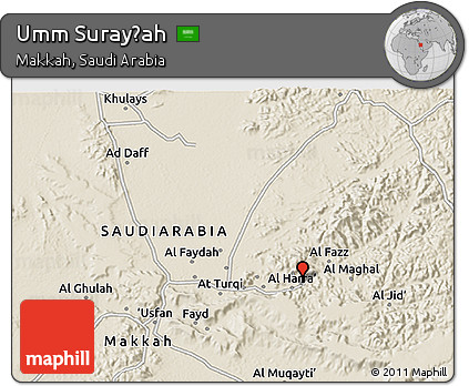 Shaded Relief 3D Map of Umm Surayḩah