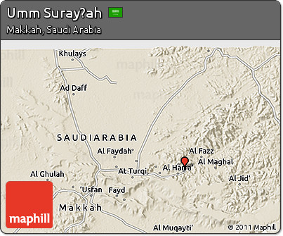 Shaded Relief 3D Map of Umm Surayḩah