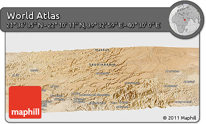 Satellite Panoramic Map of the Area around 21° 53' 23" N, 40° 1' 29" E