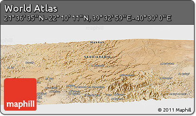 Satellite Panoramic Map of the Area around 21° 53' 23" N, 40° 1' 29" E