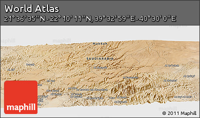 Satellite Panoramic Map of the Area around 21° 53' 23" N, 40° 1' 29" E