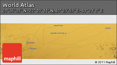 Physical Panoramic Map of the Area around 21° 53' 23" N, 40° 52' 30" E