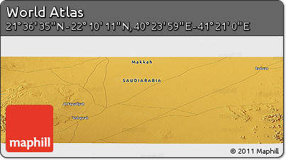 Physical Panoramic Map of the Area around 21° 53' 23" N, 40° 52' 30" E