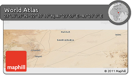 Satellite Panoramic Map of the Area around 21° 53' 23" N, 40° 52' 30" E