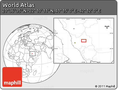 Blank Location Map of the Area around 21° 53' 23" N, 41° 43' 30" E
