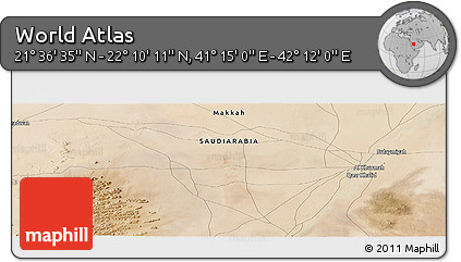 Satellite Panoramic Map of the Area around 21° 53' 23" N, 41° 43' 30" E